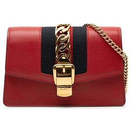 Borsa a spalla mini catena Sylvie Gucci Rossa Multicolore Pelle Donna GUCCI Multicolore