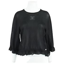 Chanel Langarm-Strickoberteil Schwarz