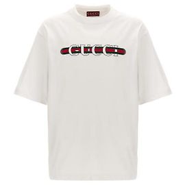 Gucci Camiseta de jersey de algodón estampada XJGKB Blanco