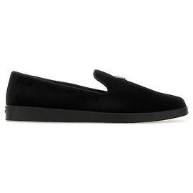 Prada Suede Triangle Logo Loafers Black