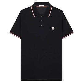 Moncler Polo de Piquet de Algodão com Acabamento Preto