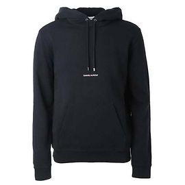 Saint Laurent Logo Signature Crop Hoodie Schwarz