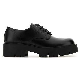 Prada Brushed Leather Derby Shoes Black