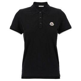 Moncler Polo aus Baumwoll-Piqué mit Logo-Patch Schwarz