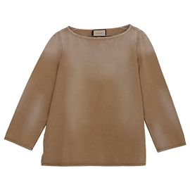 Gucci Taglia lunga senza maniche ricamata con logo marrone Marrone