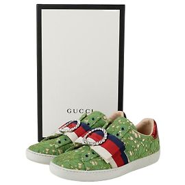 Gucci Baskets Ace Crystal Web Stripe Vert