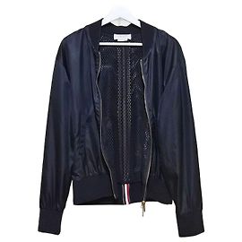 Thom Browne Veste Bomber en Ripstop à Rayures Centerback Bleu