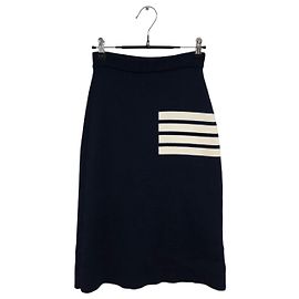 Thom Browne Doppelseitiger Wollstrickrock Bars Blau
