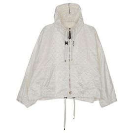 Louis Vuitton Shiny Monogram Short Parka Jacket Size White
