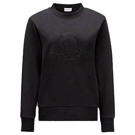 Moncler Sudadera de algodón con logo de cristal Negro