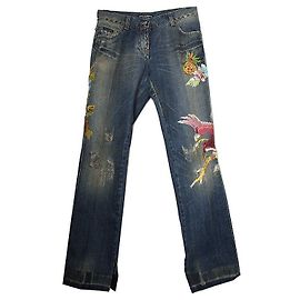 Dolce & Gabbana Hawaiianisch bestickte Jeans Rot