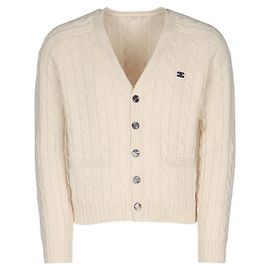 Céline Kabelstrick-Cardigan aus Kaschmir Weiß