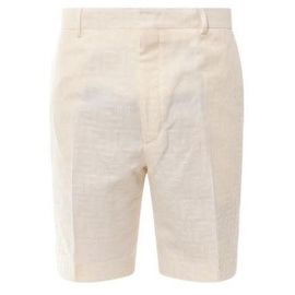 Fendi Bermuda de algodão e linho Branco