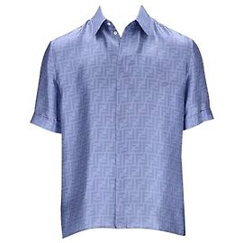 Fendi Seidenkurzarmhemd AKEE Blau