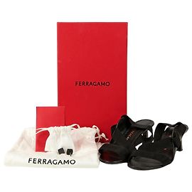Sandales Salvatore Ferragamo à nœud latéral noir cuir Noir