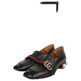 Gucci GG Marmont Pearlstud Mittelabsatz Slipper Größe Schwarz
