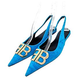 Balenciaga Samt Slingback Blau