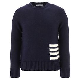 Thom Browne Donegal Intarsia Gestreifter Strick Navy Blau