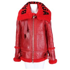 Balenciaga Shearling Jacket Red