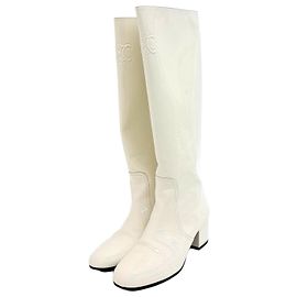 Céline Botas Largas de Charol Celine Triumph Blanco