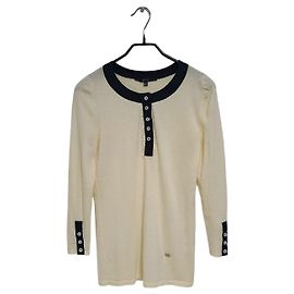 Gucci Suéter de cashmere com gola Henley entrelaçada para mulheres Branco