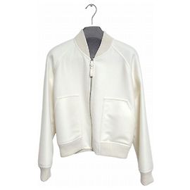 Hermès Women's Cashmere Blouson Jacket Blanc Nature White