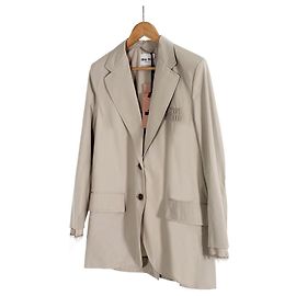 Miu Miu Blazer de Algodão em Camadas Bege Marrom