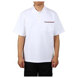 Thom Browne Stripe Polo Short Sleeve T-Shirt White