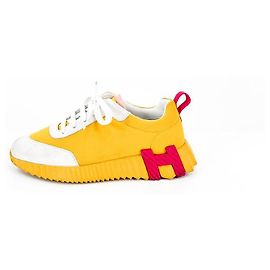 Hermès Springende Sneakers Senf Gelb