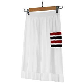 Thom Browne Milano Stitch Pleated Midi Skirt White White