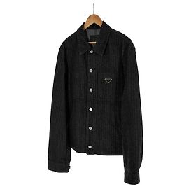 Prada Giacca in Jeans Chevron Nera XL Nero
