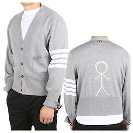 Thom Browne Diagonalarmband Stickman Cardigan Braun
