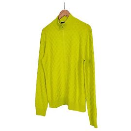 Louis Vuitton Herren Cardigan aus Damier-Wolle mit Reißverschluss Gelb