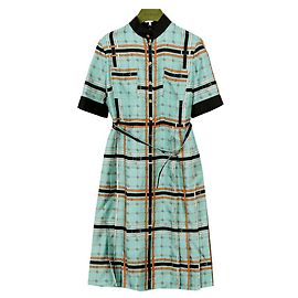 Gucci GG-Gürtel Druckkleid Größe Blau