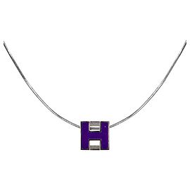 Hermès Colar de Prata Cage Roxo Roxo