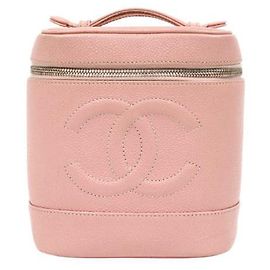 Chanel Bolsa Tote Vanity de Caviar Rosa Rosa
