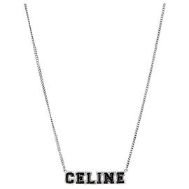 Céline Black University Silver Necklace Silvery