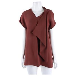 Hermès Seidenbluse mit kurzen Ärmeln Braun