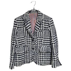 Thom Browne Women's Houndstooth Tweed Blazer Jacket Black