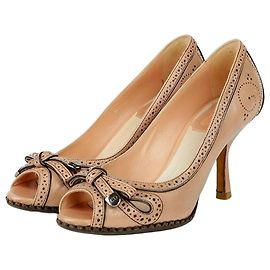 Dior Size Ribbon Open-Toe Pumps Brown