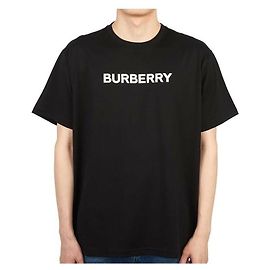 Burberry Camiseta de algodón oversized con estampado de logo Negro