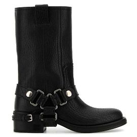 Miu Miu Calf Leather Moto Boots Black