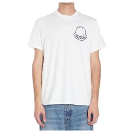 Moncler Camiseta de algodón con estampado de logo Blanco