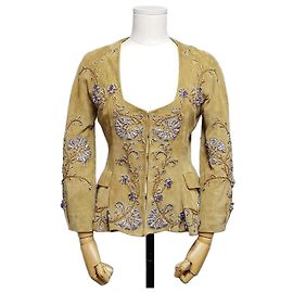 Dior Bestickte Wildlederjacke Braun