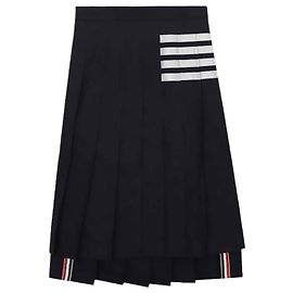Thom Browne Saia plissada de lã com tecelagem simples e aba Azul