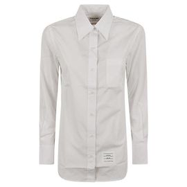 Thom Browne Camisa de popelina de algodão clássica com acabamento RWB Branco