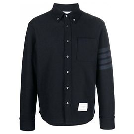Thom Browne Giacca Camicia con Bottoni in Twill Blu