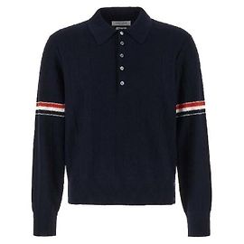 Thom Browne Wool Relaxed Arm Band Polo Blue