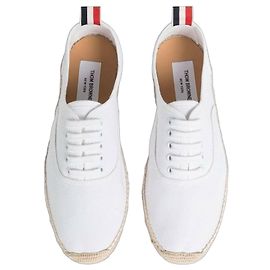 Thom Browne Baskets Heritage en Toile Espadrille Blanc