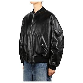 Prada Nappa-Leder Bomberjacke Schwarz